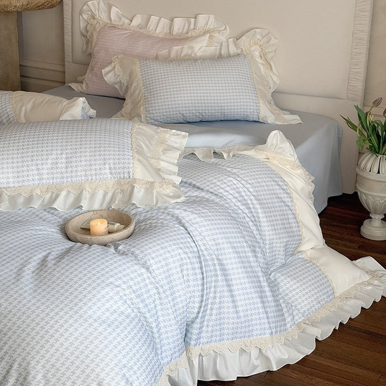 Houndstooth & Sweet Ruffle Bedding Set Collection