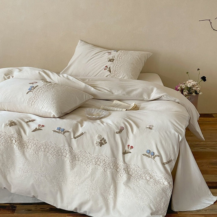 Vivid Floral Cotton Linen Bedding Set