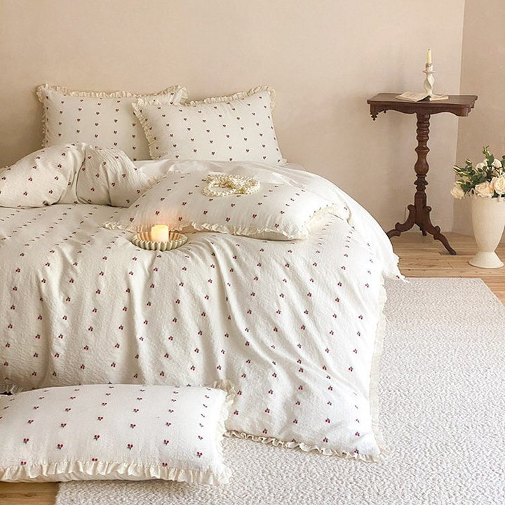 Ditsy Cherry Ruffle Bedding Set