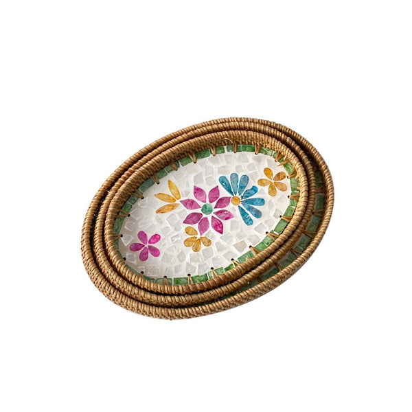 Shell Art Oval Tray Set