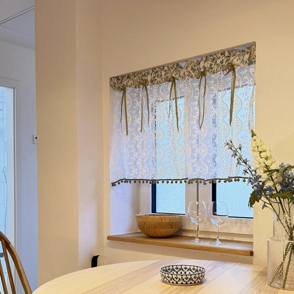 Rural Green & Lace Cabinet Curtain