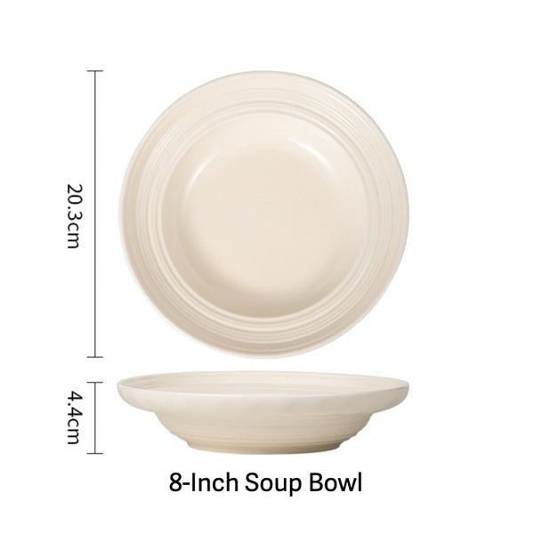 Ivory Ribbed Ceramic Dinnerware Set