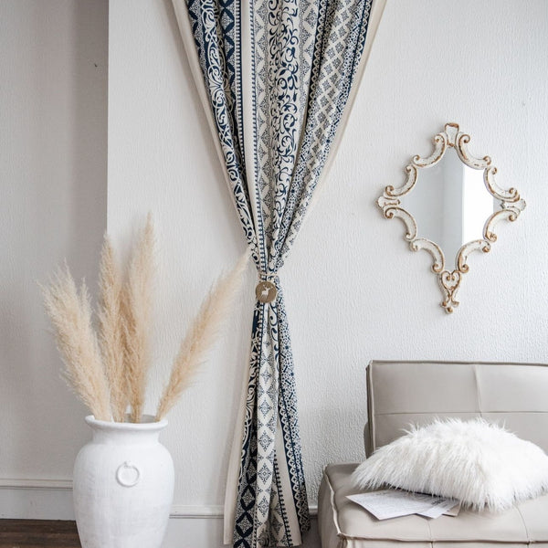 Santorini Blue Stripe Curtain