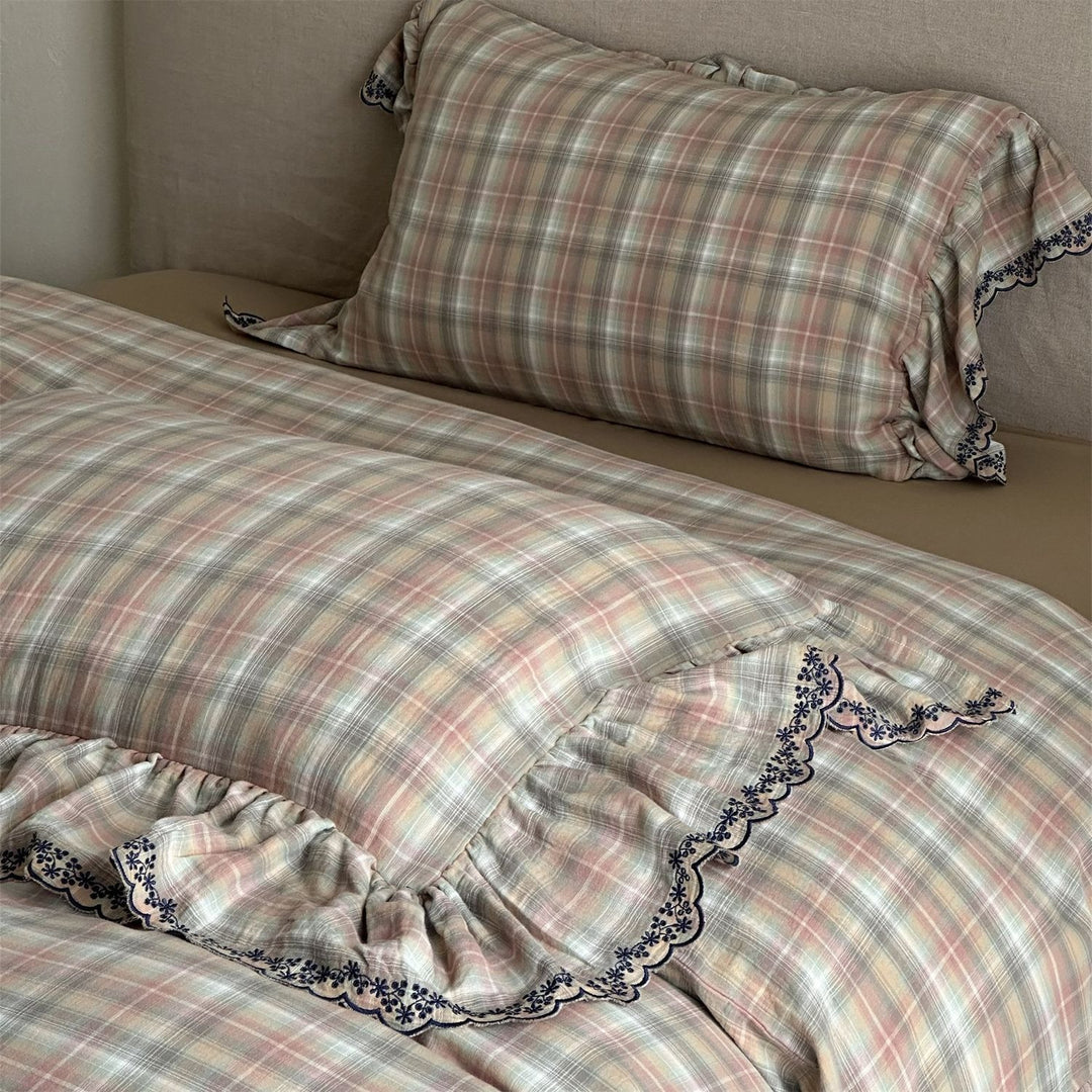 Forest Tartan & Ruffle Bedding Set