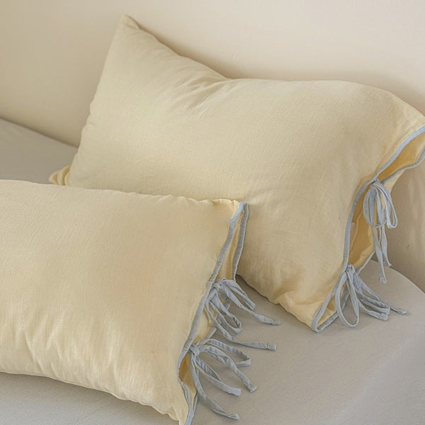 Colour Block Side Tie Pillowcase Set