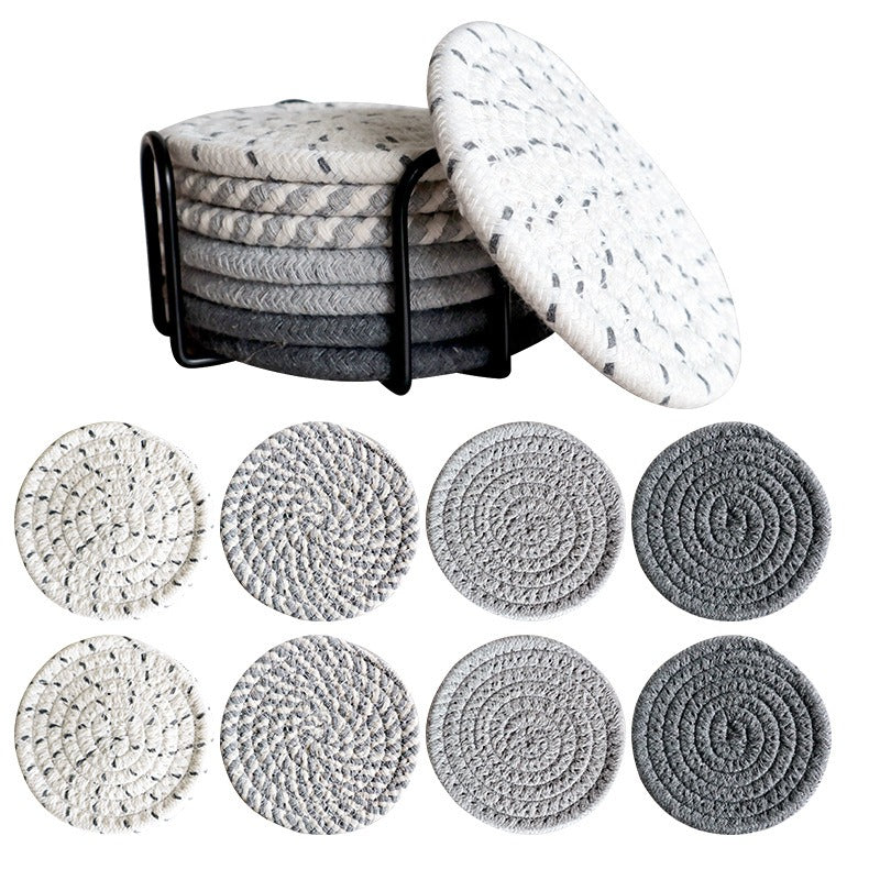 Everyday Round Cotton Coaster 8-Piece Set