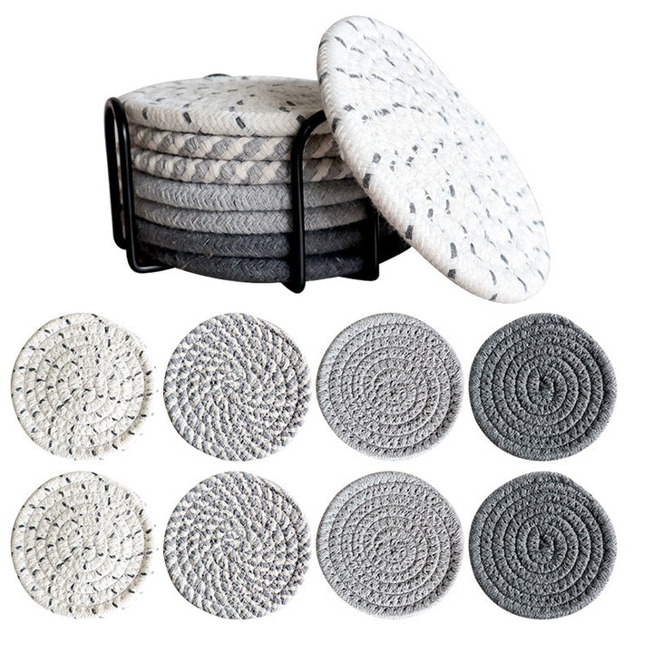 Everyday Round Cotton Coaster 8-Piece Set