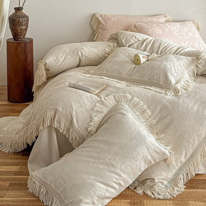 Linen Fringe Bedding Set