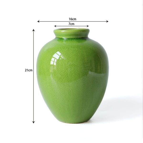 Green Crackle Ceramic Vase