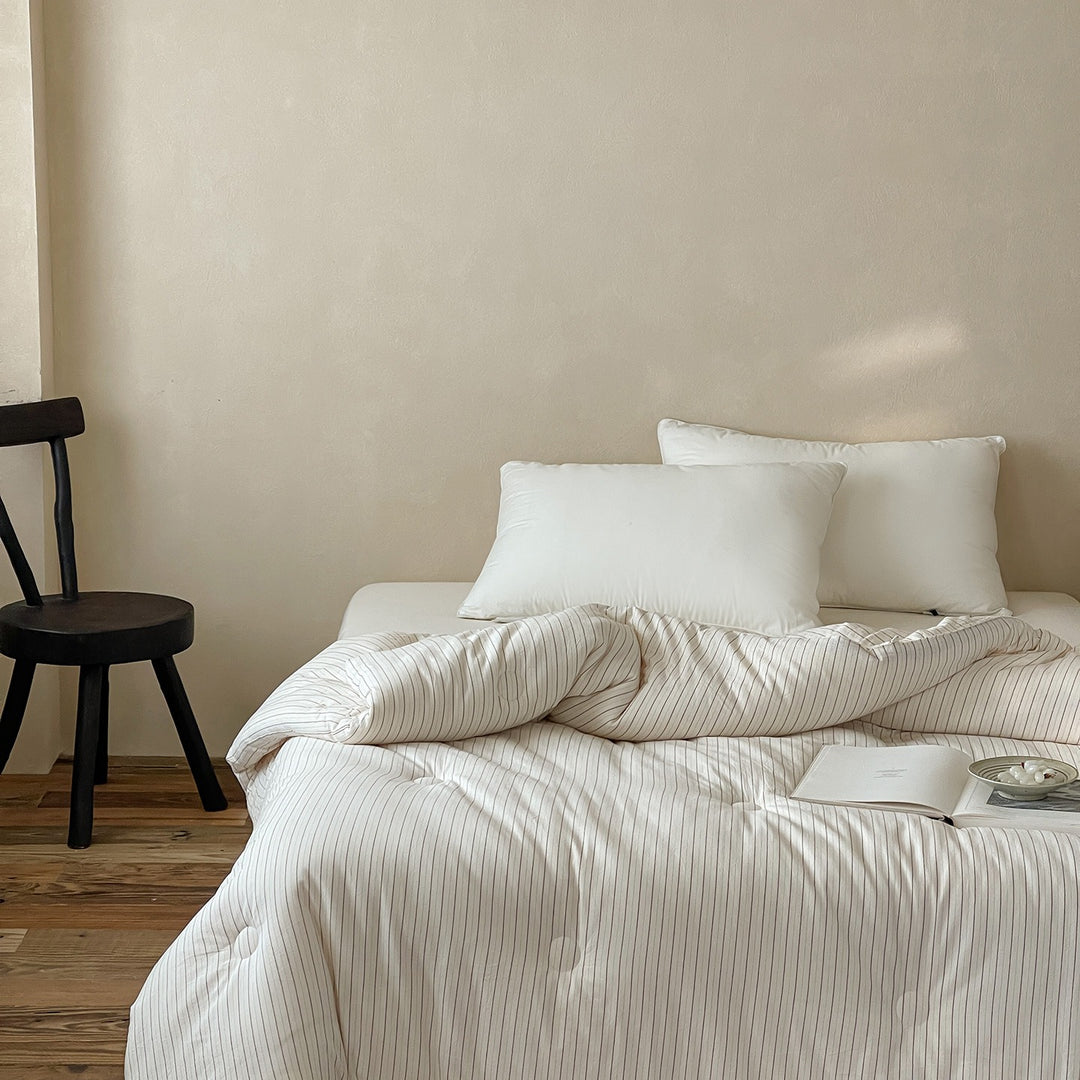 Beige Stripe Summer Quilted Blanket