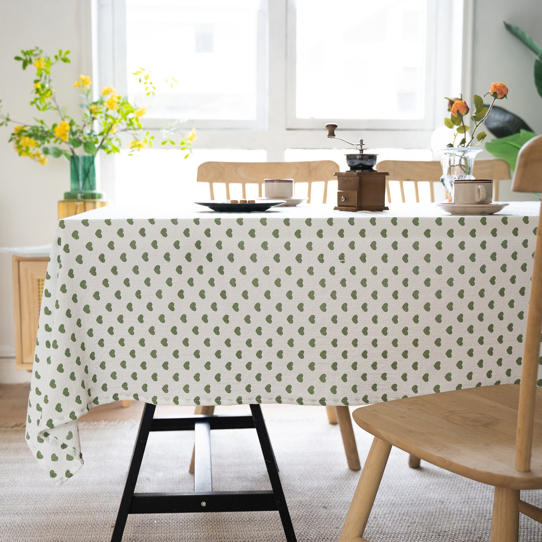 Heart Polka Dots Table Cloth