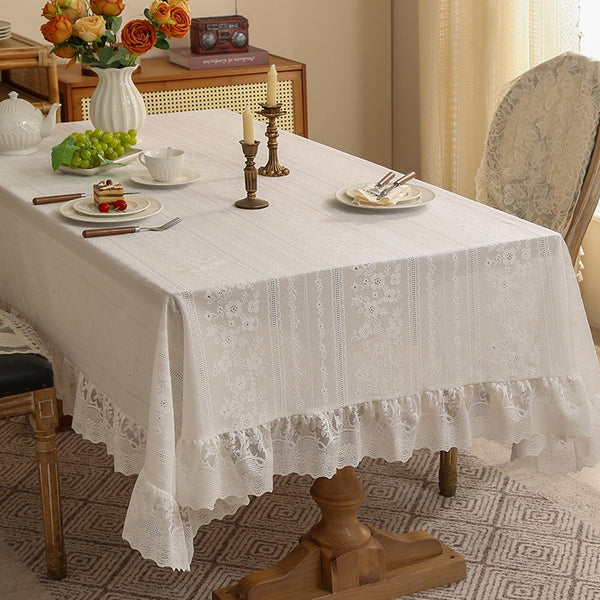 Chateau Lace Ruffle Tablecloth