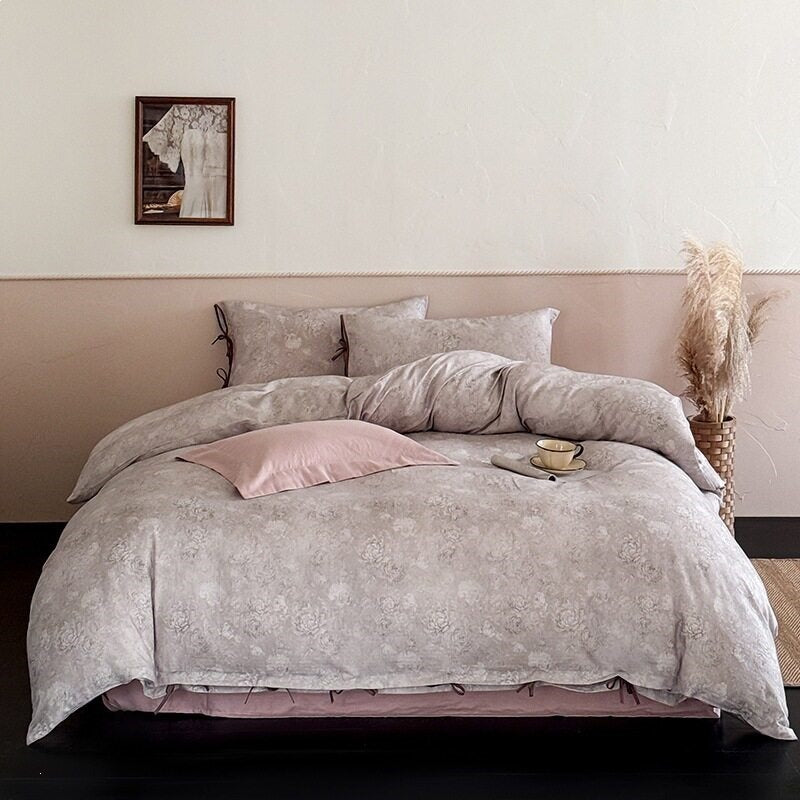 Muted Taupe Peony Bedding Set