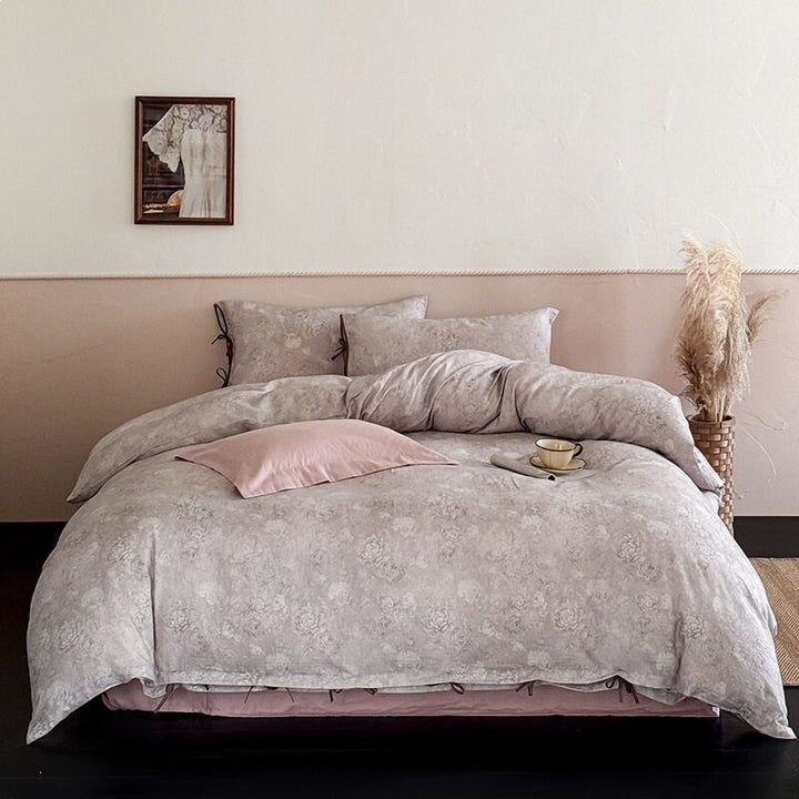 Muted Taupe Peony Bedding Set