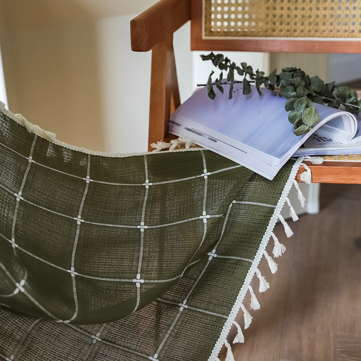 Sunlit Check Fringe Curtain