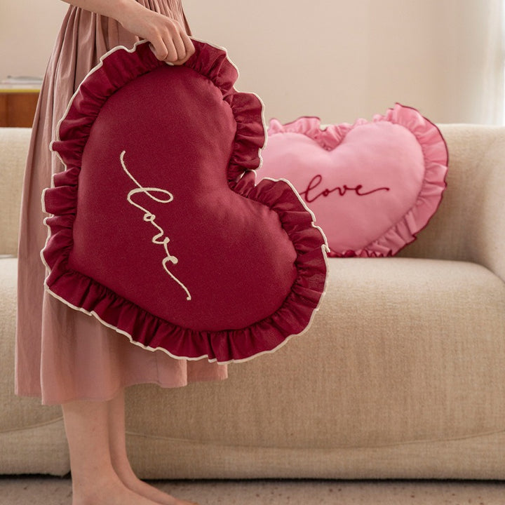 Ruffle Love Heart Cushion