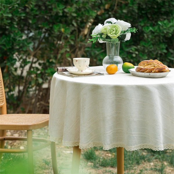 Line Linen Round Tablecloth