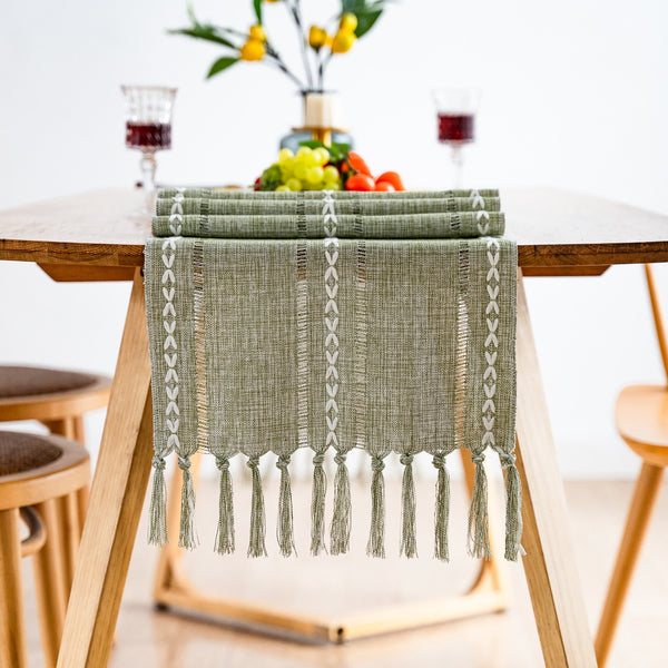 Cloudy Day Tassel Table Runner