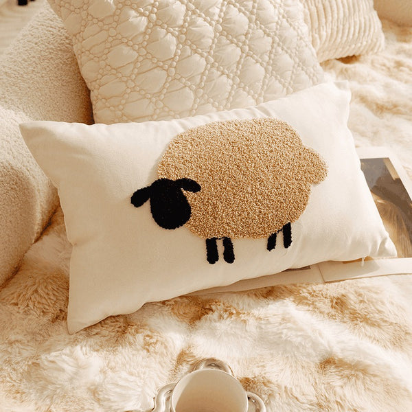 Cosy Sheep Embroidered Cushion