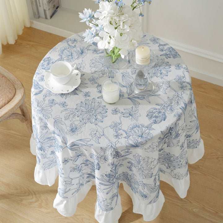 Blue Floral Tablecloth
