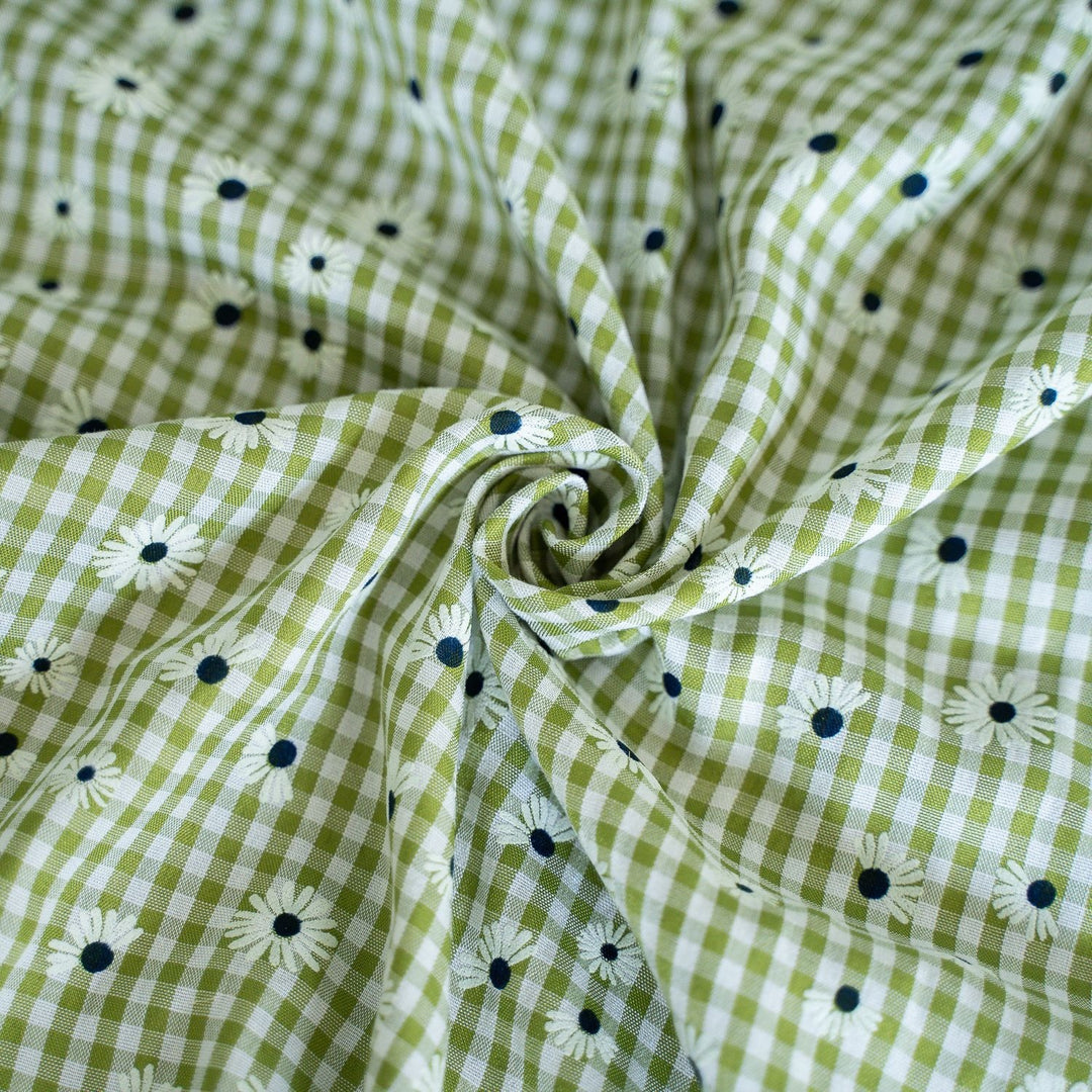 Retro Daisy Gingham Curtain