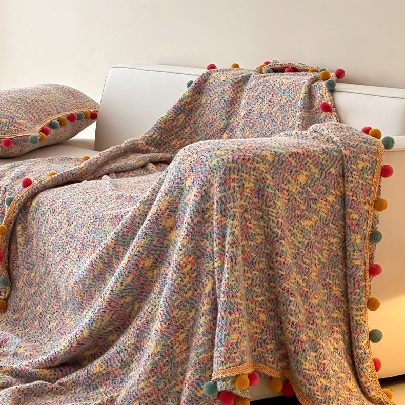 Pom-Pom Candy Quilted Blanket