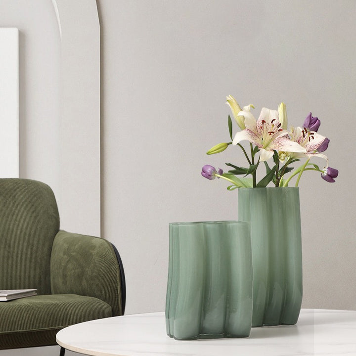 Green Serenity Glass Vase Collection
