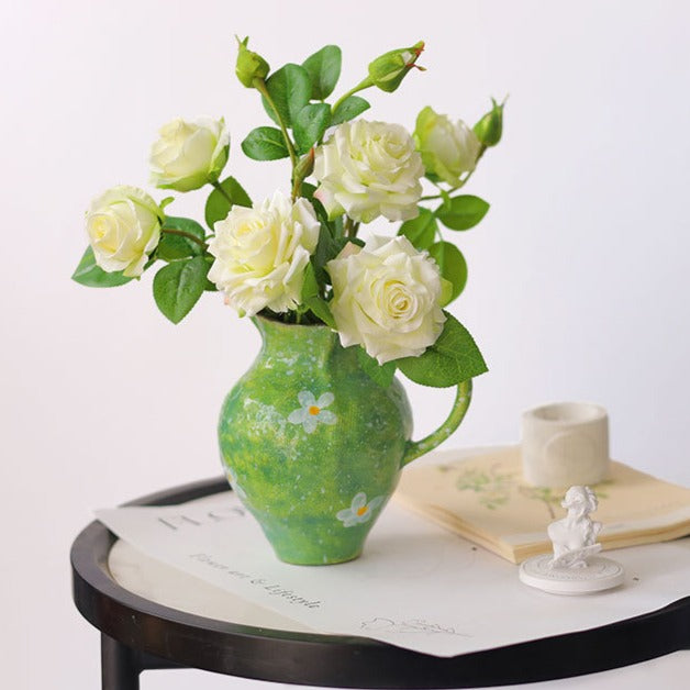 Daisy Green Ceramic Vase