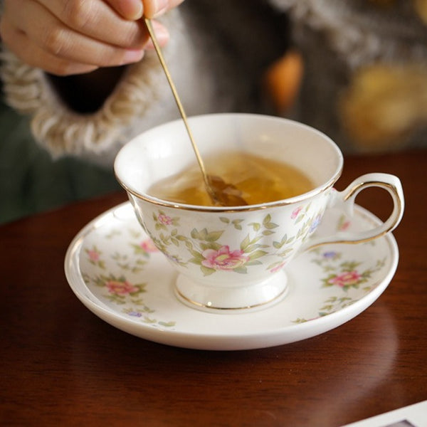White Rosevine Teacup Set