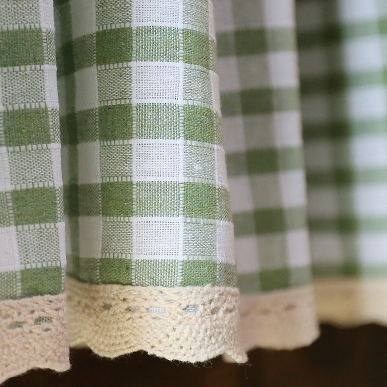 Lace & Green Check Cabinet Curtain