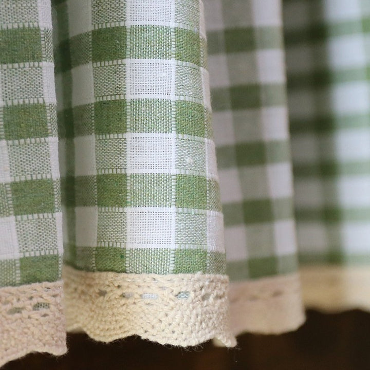 Lace & Green Check Cabinet Curtain
