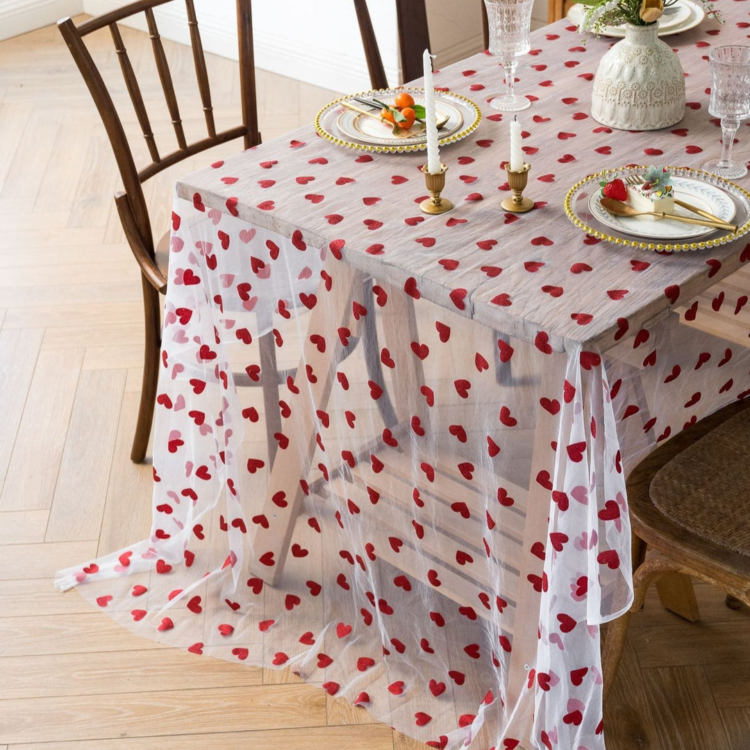 Love Heart Mesh Tablecloth