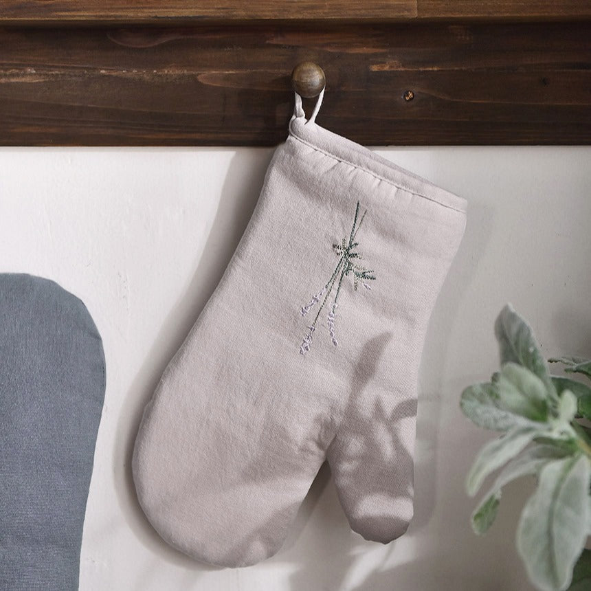 Lavender Linen Oven Mitts Set