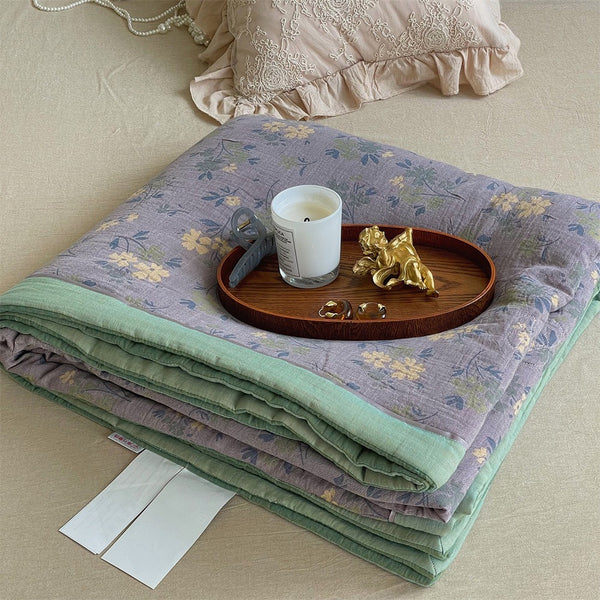 French Vintage Floral Summer Quilted Blanket