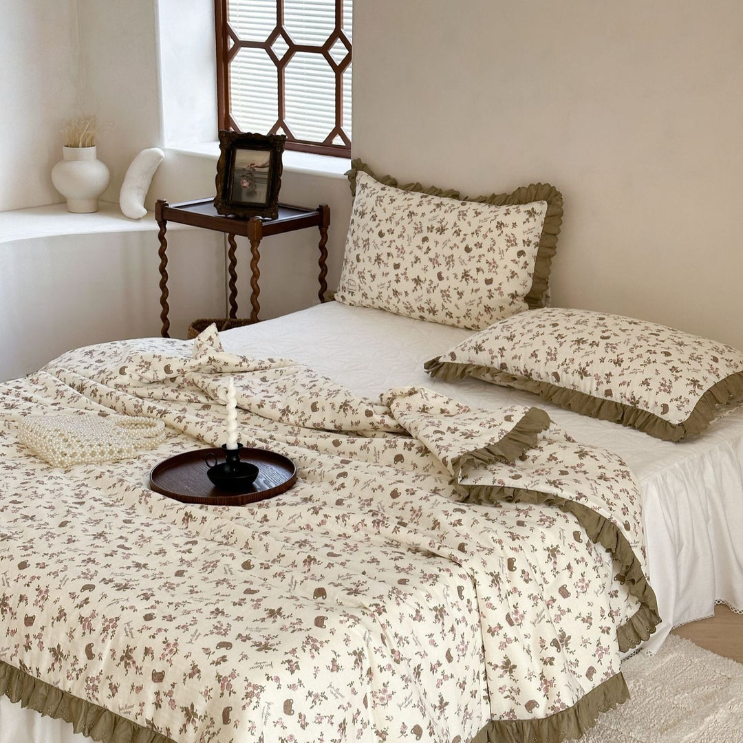 Blush Sage Summer Quilted Blanket