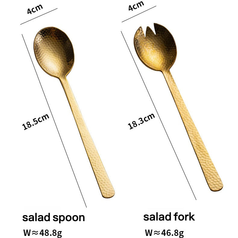 Gold Hammer Texture Salad Cutlery