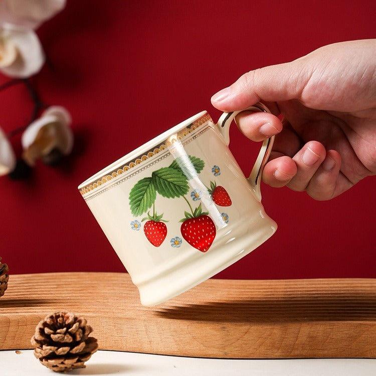 Gold Rim Strawberry Mug
