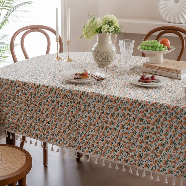 Summer Mandarin Tassel Tablecloth