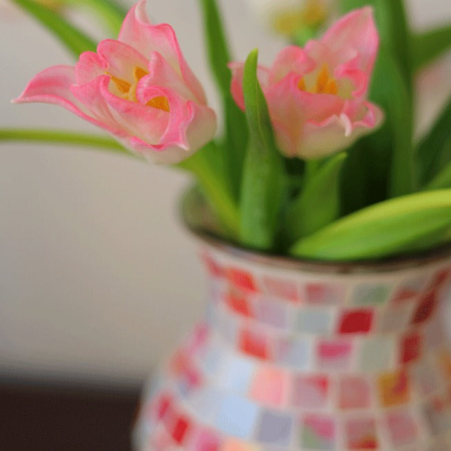 Pink Mosaic Glass Vase