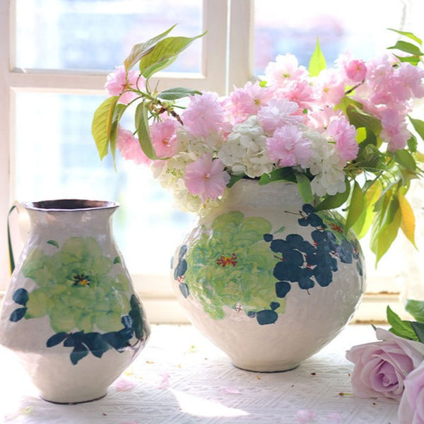 Green Rose Ceramic Vase