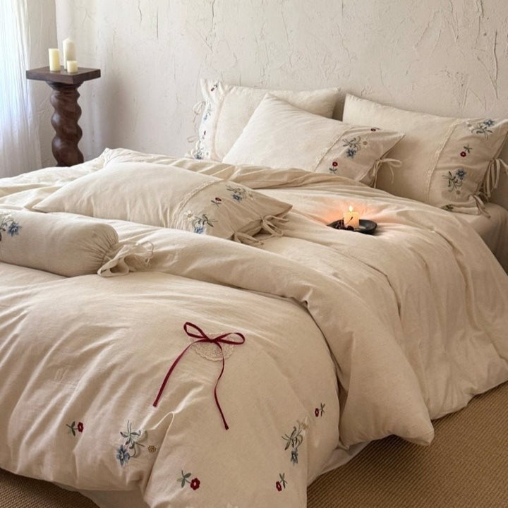 Wildflower Knot Linen Cotton Bedding Set