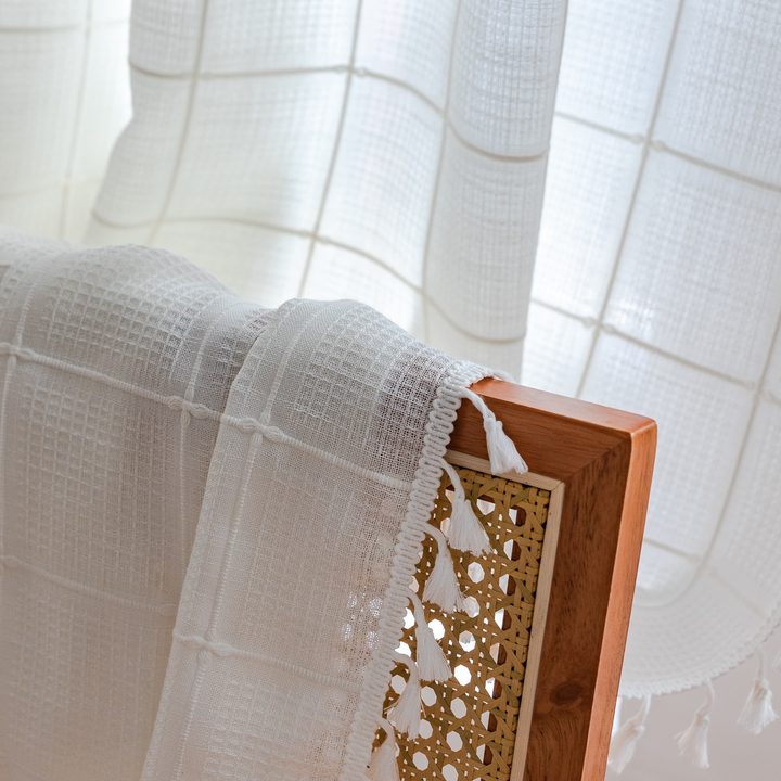Sunlit Check Fringe Curtain