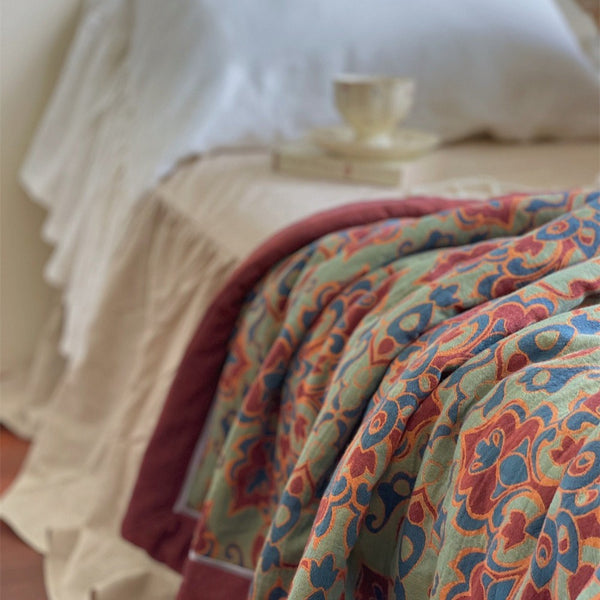 French Vintage Floral Summer Quilted Blanket