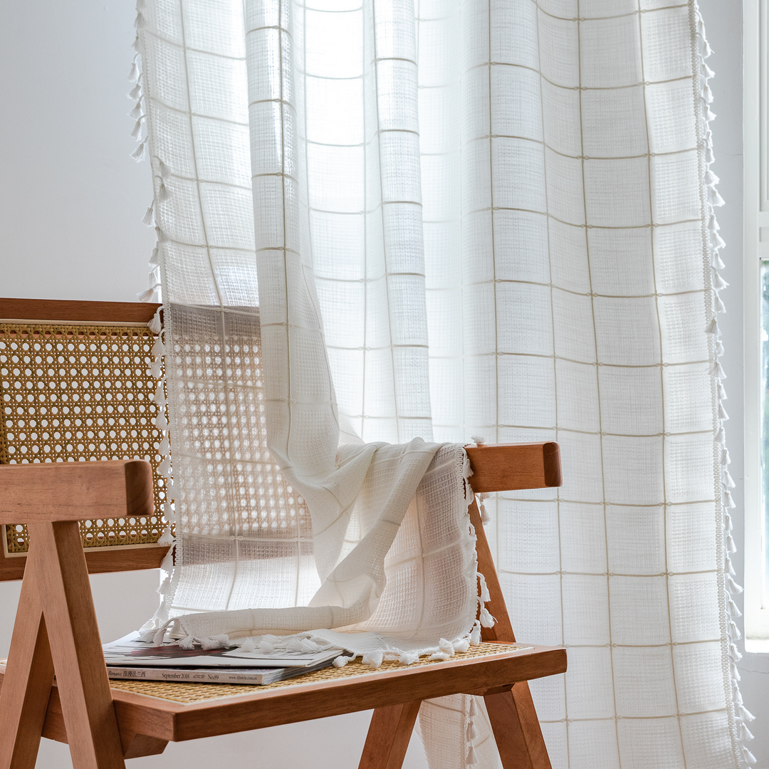 Sunlit Check Fringe Curtain