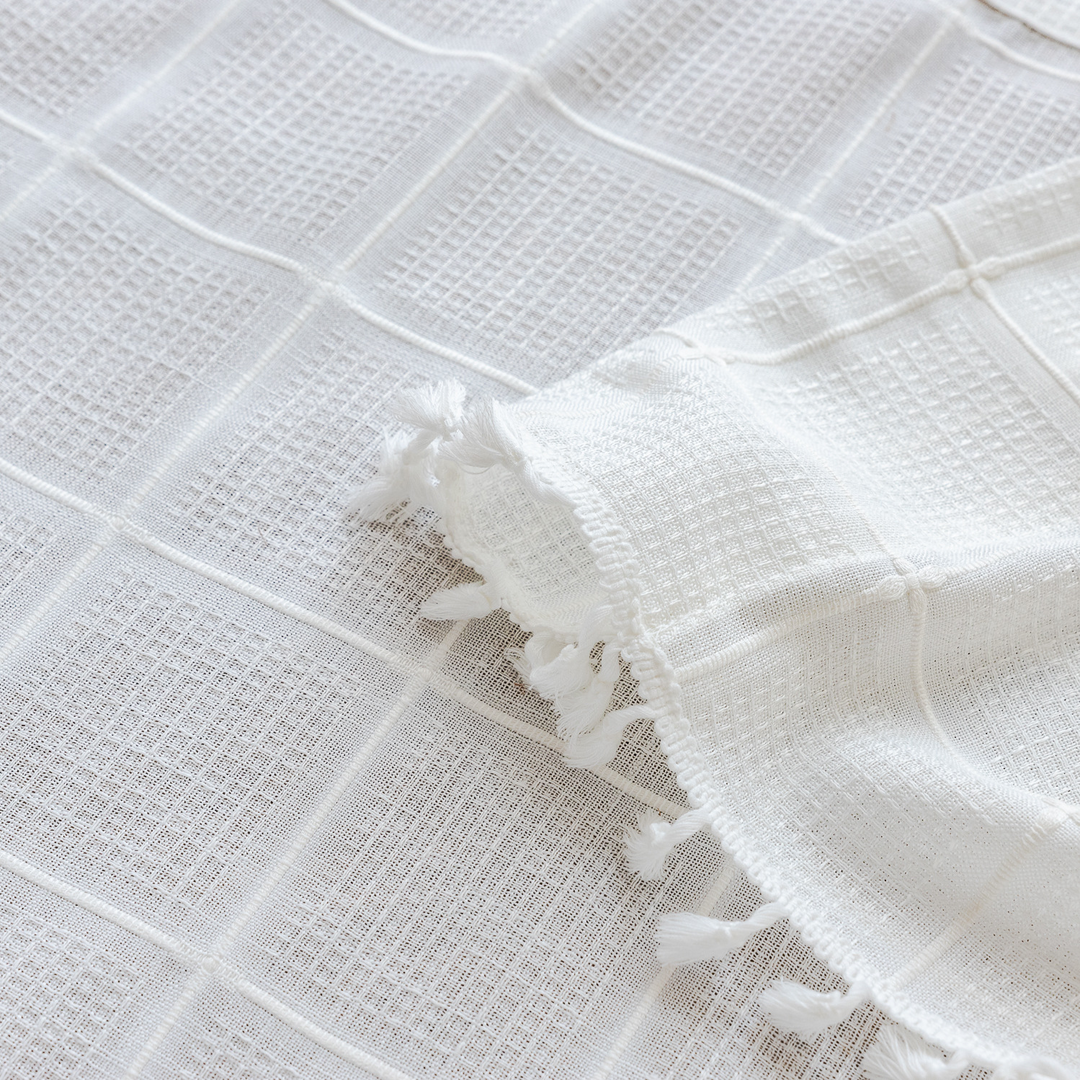 Sunlit Check Fringe Curtain