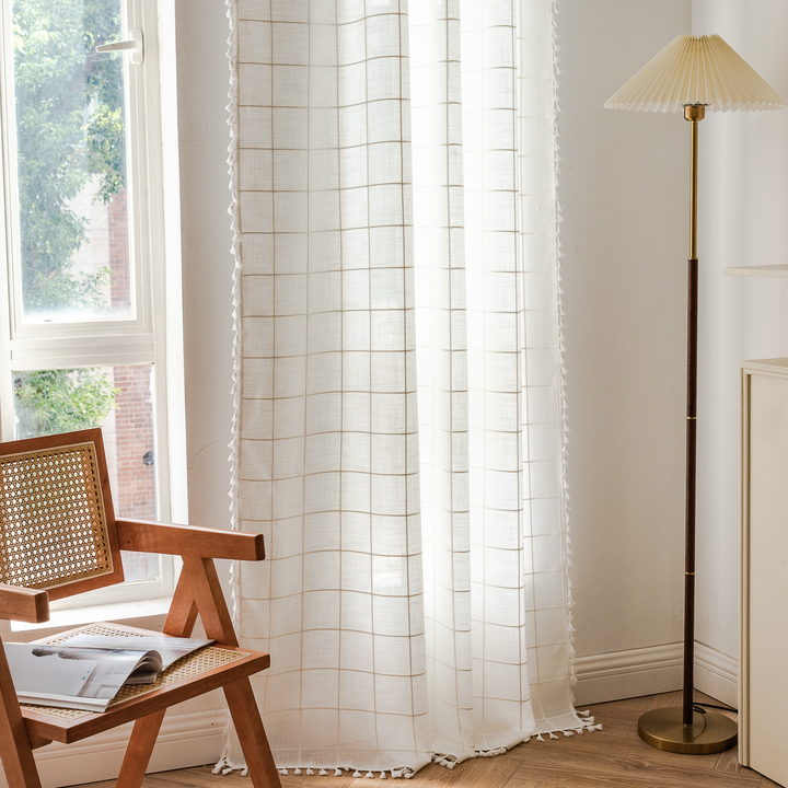 Sunlit Check Fringe Curtain