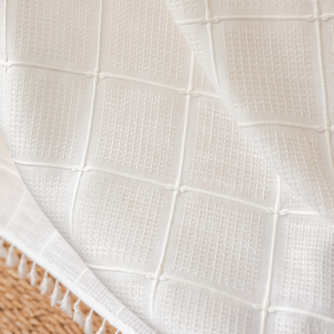 Sunlit Check Fringe Curtain