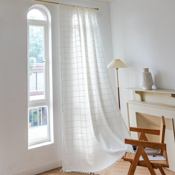 Sunlit Check Fringe Curtain