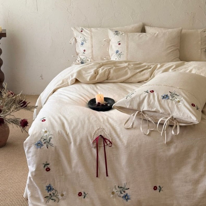 Wildflower Knot Linen Cotton Bedding Set