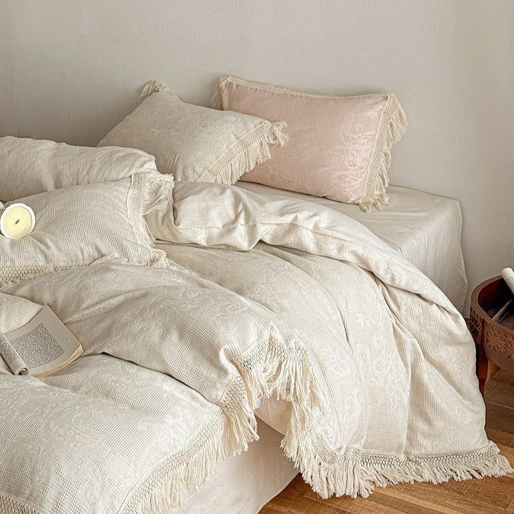 Linen Fringe Bedding Set